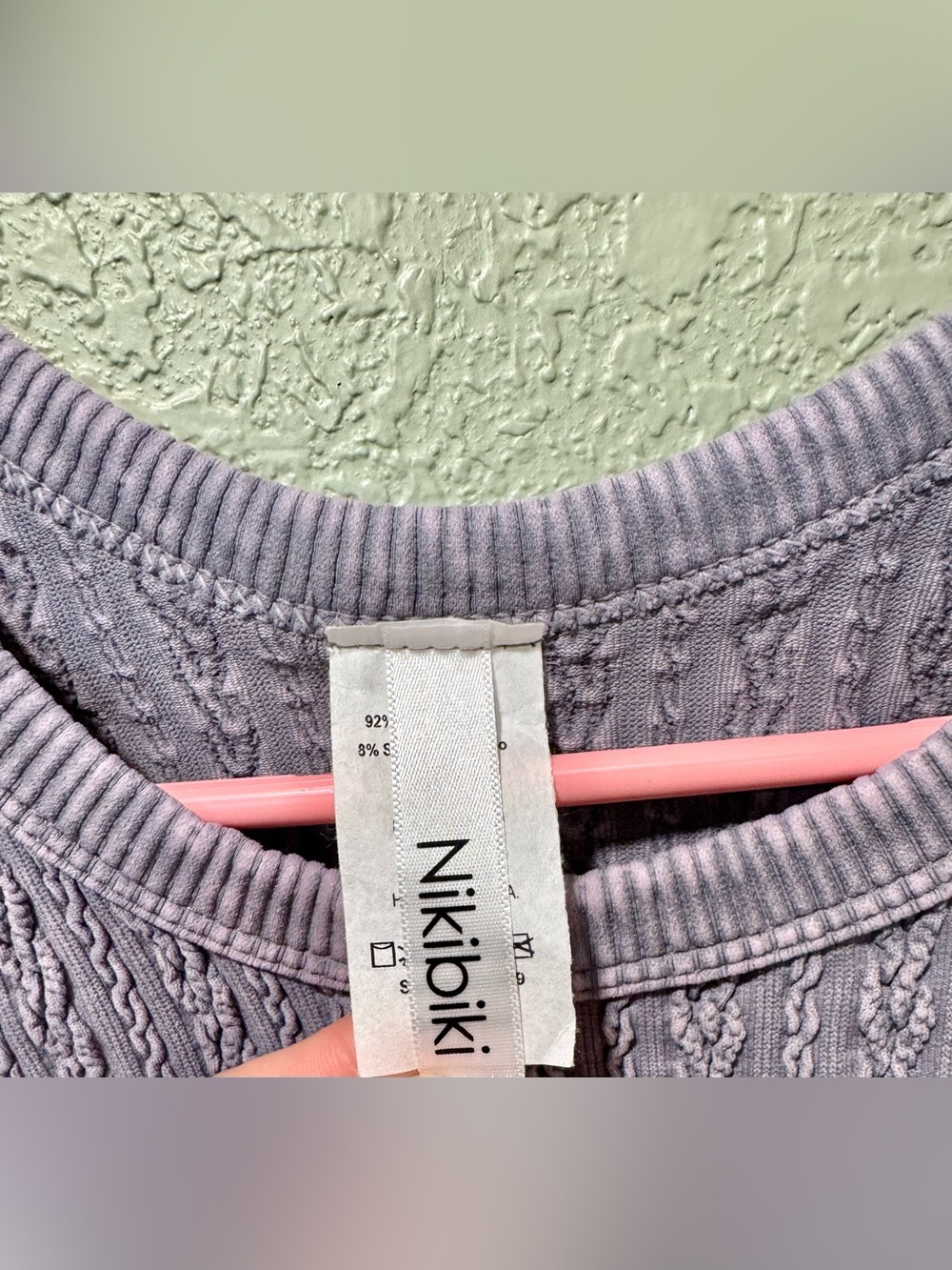 Nikibiki Lavender Cable Knit Cropped Tank Small - Picture 2 of 4
